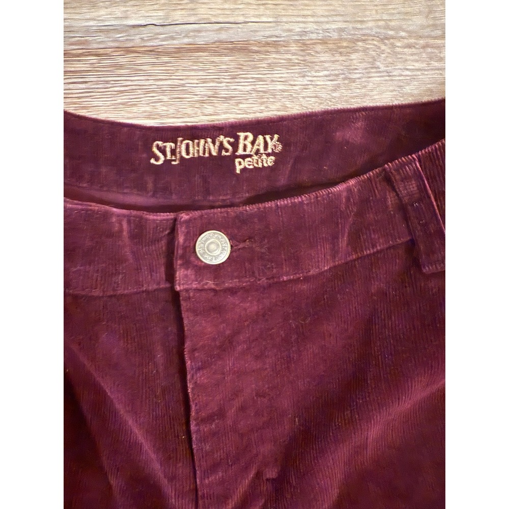 St. Johns Bay Size 12 Petite Boot Cut Corduroy -Burgundy - Picture 5 of 9